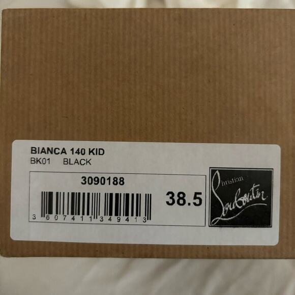 Christian Louboutin Bianca 140 Kid Black Leather Platform Pumps Size 38.5 - Picture 14 of 16